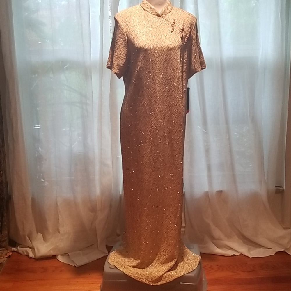 Gold evening gown